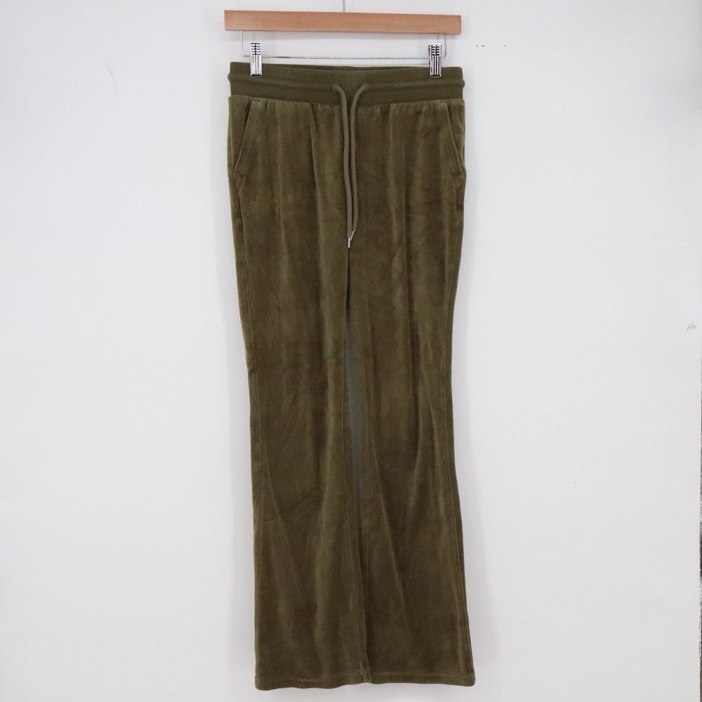 GAP Pants Women XS Velour Flare Olive Green Drawstring Pockets Excellent
